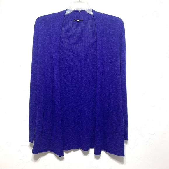 Eileen Fisher Linen Cotton Blend Blue Lightweight Knit Cardigan Sweater sz XS - Picture 2 of 10